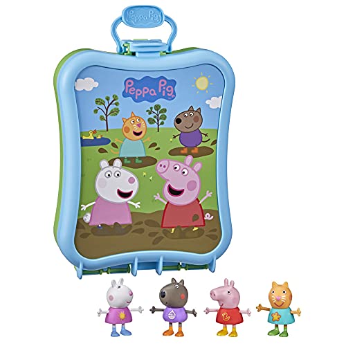 Peppa Pig Peppa’s Adventures Mitnehm-Box Peppa und ihre Freunde Spielzeug, 4 Figuren und Tragebox, ab 3 Jahren geeignet