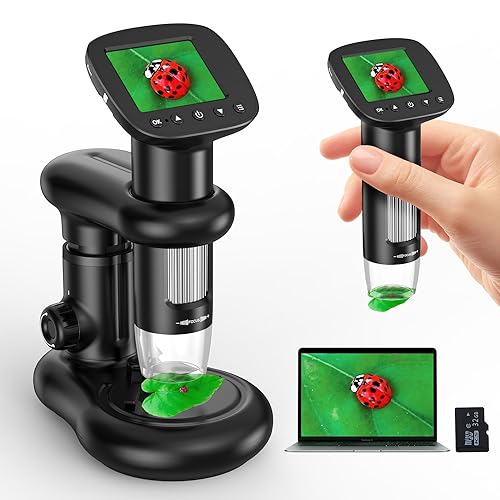 Microscope IMICHI Mikroskop für Kinder mit LCD Bildschirm 1000X große Vergrößerung klares Bild, einzigartiges Insektenfach Kinder, Digitalmikroskop tragbar