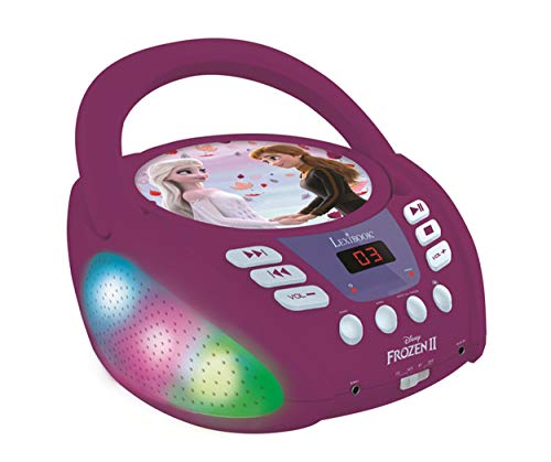 Lexibook RCD109FZ Disney Frozen 2-Bluetooth CD Player für Kinder - Tragbar, Multicolor Lichteffekte, Mikrofon, Aux-In-Buchse, AC oder Batteriebetrieben, Mädchen, Jungen, Violett