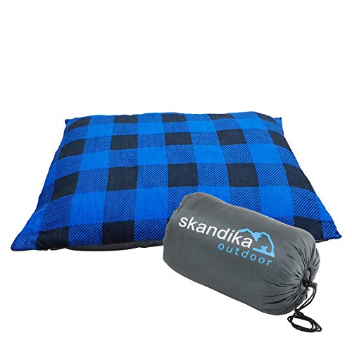 skandika Dundee Sleepyhead kuscheliges Kopfkissen Flanell 65x45 cm ideal für Schlafsack, Isomatte, Reisen (blau)