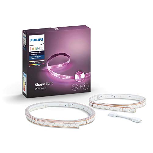 Philips Hue White and Color Ambiance Lightstrip Plus LED-Streifen, Silikon, mehrfarbig, 3 Metros + alimentador