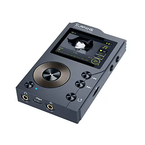 Surfans F20 - MP3 Player mit Bluetooth, DSD DAC, Verlustfreier Hochauflösender Digitaler Ton, Tragbarer Audioplayer mit 32GB Speicherkarte, Speicher auf bis zu 256GB Erweiterbar