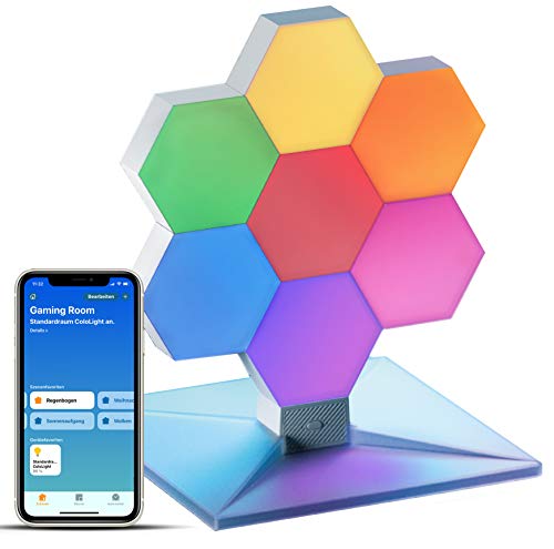 Cololight PLUS - RGB LED-Panels mit App-Steuerung, kompatibel mit Apple Homekit, Amazon Alexa, Google Home (EXTENDED (1x Controller, 7x Modul, 1x Standfuß))