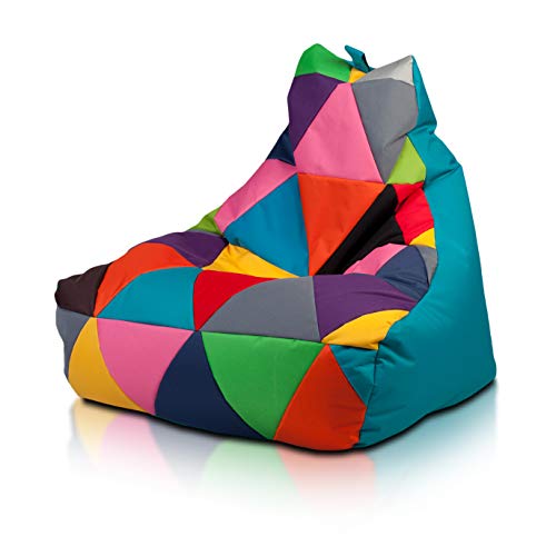Ecopuf Keiko S Mix Sitzsack - Outdoor und Indoor Polyester-Bean-Bag mit Anti-Verlust Reißverschluss - 75x70 cm