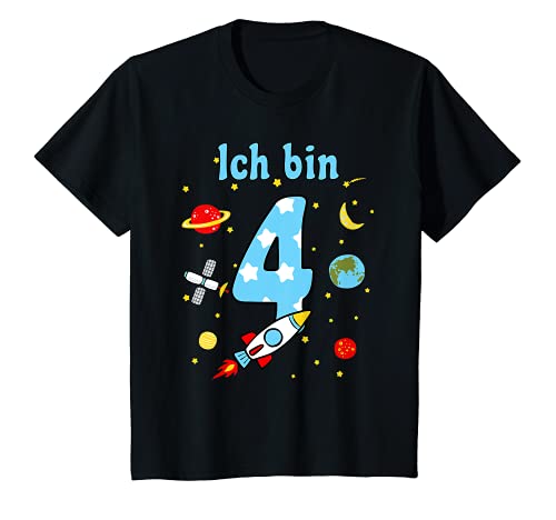 Kinder Rakete T-Shirt 4. Geburtstag Geschenk Junge 4 Jahre Shirt T-Shirt