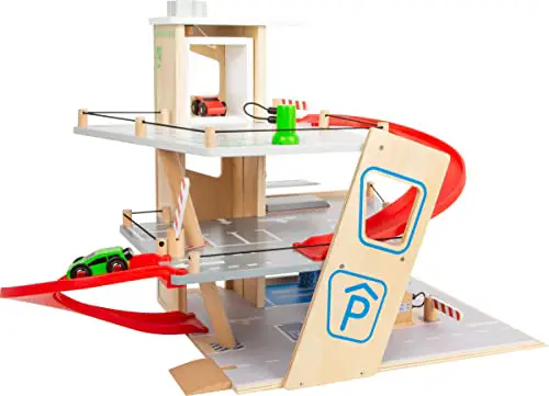 small foot Parkhaus Premium, über 3 Ebenen mit Rampe, Parkhaus für Kinder aus Holz, Rollenspielzeug, 11676, 40.01 x 10.01 x 42.01 cm