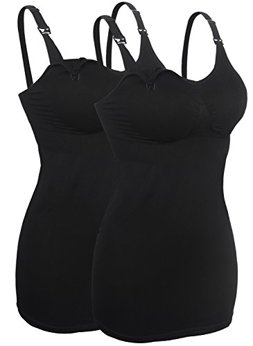 Stilltops Set Stillmode Schwarz Breast Feeding Nahtlose Unterhemd Still-Shirt Cami Behälter 2XL