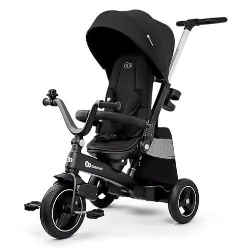 Kinderkraft EASYTWIST evolutionäres Dreirad, ausziehbar, um 360 Grad drehbarer Sitz, für Kinder im Alter von 9 Monaten bis 5 Jahren, Schwarz