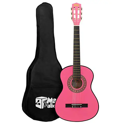 TIGER MA-CG09, 1/2Klassische Gitarre, Rosa, farbenfrohe Spanische Gitarre, mit Tragetasche, Gurt, Pick und Ersatzsaiten