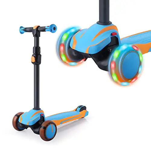 ZEHNHASE Scooter Kinder Roller Vergleichstestsieger, LED Räder, faltbar, Dreiradscooter für Mädchen und Jungen, (Roller, Kickboard, Tretroller blau), 3 4 5 6 Jahre