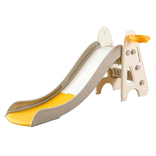 Kinderrutsche 2in1 Kinderrutsche Wasserrutsche Kleinkinderrutsche Rutsche abgerundete Ecken & Kanten für Indoor & Outdoor Kinder Rutsche (A-Gelb)