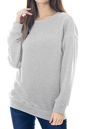 Smallshow Pflege Sweatshirt Langarm T-Shirt Bluse Stillen Pullover Tops Stillshirt Light Grey L
