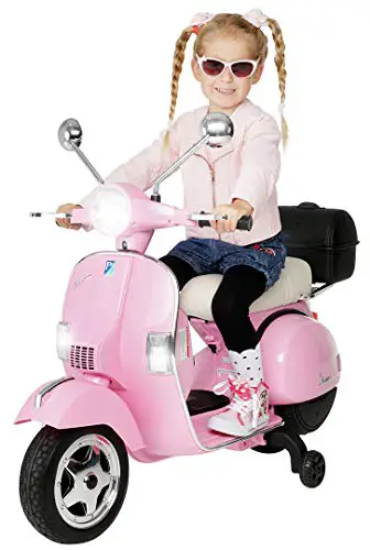 Actionbikes Motors Kinder Elektroroller Vespa PX150 - Lizenziert - 2 x 18 Watt Motor - Eva Vollgummi Reifen (Pink)