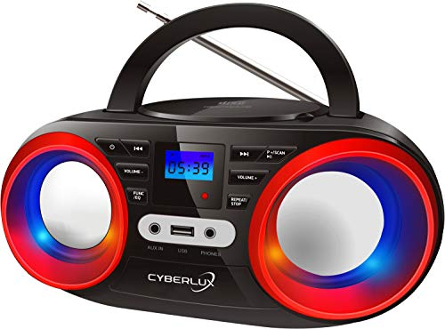 Tragbarer CD-Player | LED-Discolichter | Boombox | CD/CD-R | USB | FM Radio | AUX-In | Kopfhöreranschluss | 20 Speicherplätze | Kinder Radio | CD-Radio | Kompaktanlage