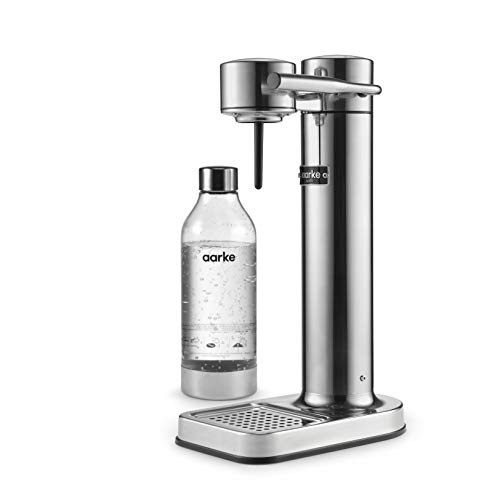 Aarke Carbonator II Wassersprudler (Edelstahl Gehäuse, Soda Sprudelwasser, inkl. BPA-freie PET-Flasche , kompatibel mit CO2 Sodastream Zylindern) Silber