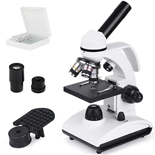 Mikroskop Set 40X-1000X Kinder Mikroskop mit 5 Exemplare und 5 Blanko, Auflicht-Mikroskop mit LED - Beleuchtung Junior Mikroskop mit Smartphonehalter für Kinder Studenten Anfänger und Erwachsene