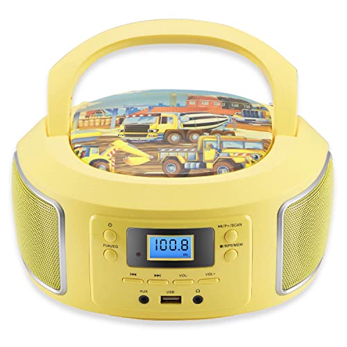 Tragbare Boombox | FM Radio | AUX-In | CD/CD-R | USB | Kopfhöreranschluss | Kompaktanlage | CD-Player | CD-Radio | Stereoanlage | Kinder Radio | Boombox (Glamour Gelb)