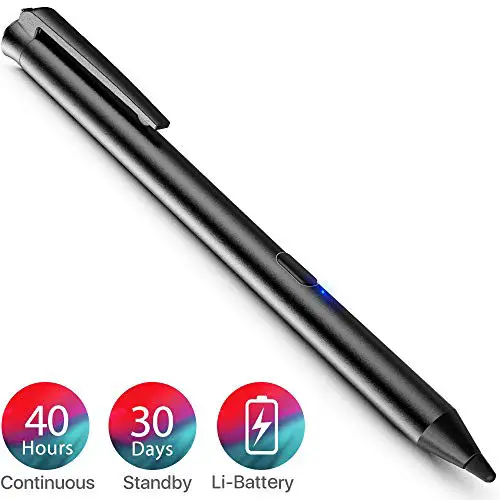 Heiyo Stylus Pen für Apple iPad, 40 Stunden Playing Time & 30 Tag Standby Wiederaufladbare Eingabestift Kapazitiver Stift mit 3 Austauschbare Feine Spitze Kompatibel mit iPad Series