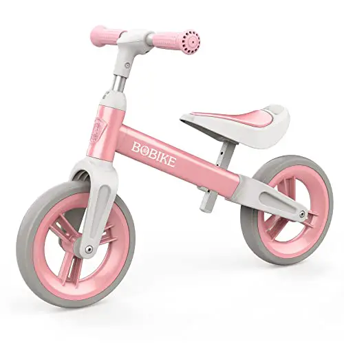 MHCYLION Laufrad ab 1.5-4 Jahre bis zu 25 kg, Lenkrad und Sattel höhenverstellbar, Lenkradschloss, Ultraleicht Kinderlaufrad Balance Fahrrad für Jungen Mädchen(Rosa)