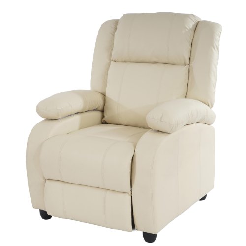 Mendler Fernsehsessel Relaxsessel Liege Sessel Lincoln, Kunstleder - Creme