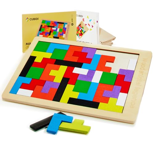 CUBIDI® Kreatives Montessori Tangram Puzzle | Fördert logisches Denken und Räumliche Vorstellungskraft | Geschicklichkeitsspiel aus Hochwertigem Holz | Lernspiele ab 4 Jahre für Jungen und Mädchen