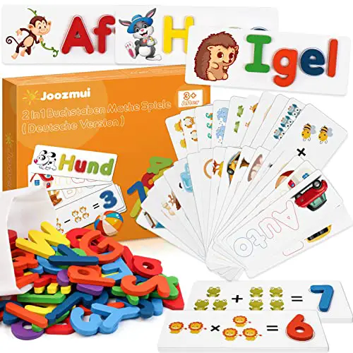 Joozmui Spielzeug ab 3 4 5 6 7 8 Jahre Mädchen, Buchstaben Lernen Lernspiele - Kinderspielzeug - Montessori Spielzeug ab 3-8 Jahre Junge Einschulung Geschenk, Kognitive Fähigkeiten, Edukativ