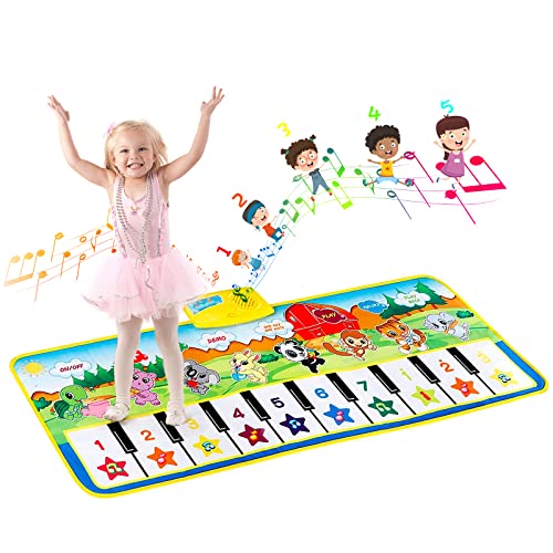 EXTSUD Klaviermatte,Kinderspielzeug Geschenk für Jungen Mädchen Kleinkinder,Baby Spielzeug ab 1 Jahr Kindergeburtstag Geschenk,Klaviertastatur,Keyboard Musikmatte Tanzmatten,Kinder