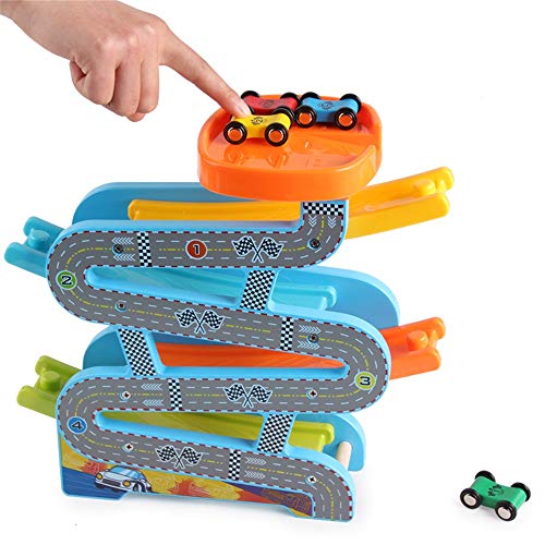 CaoQuanBaiHuoDian Kinder Bausteine ​​ Holz Gangway Rennstrecke Racing Ramp Set Boy-Kleinkind-Car Track spielt mit Parkhaus Spielzeug Lernspielzeug (Farbe : Multi-Colored, Size : Free Size)