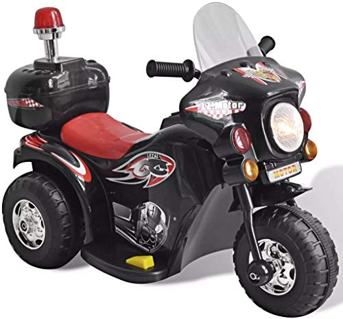 Elektro-Motorrad Elektrofahrzeug für Kinder 2-4 Jahre, kinderfahrzeug Kindermotorrad Kinderwagen mit blinkende Sirene, Gepäckfach (Schwarz)