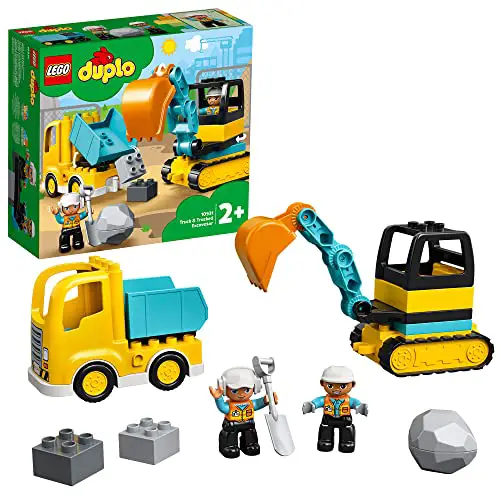 LEGO 10931 DUPLO Bagger und Laster Spielzeug mit Baufahrzeug für Kleinkinder ab 2 Jahren zur Förderung der Feinmotorik, Kinderspielzeug für Jungen und Mädchen
