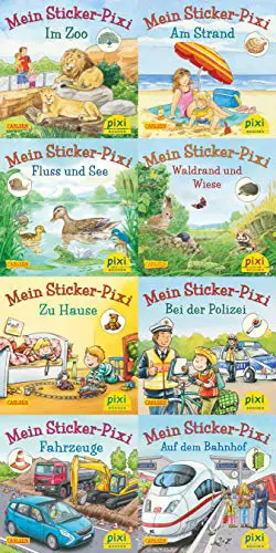 Pixi-8er-Set 234: Pixis neue Sticker-Bücher (8x1 Exemplar) (234): Mein Sticker-Pixi - Im Zoo. Fluss und See. Zu Hause. Fahrzeuge. Am Strand. Waldrand und Wiese. Bei der Polizei. Auf dem Bahnhof