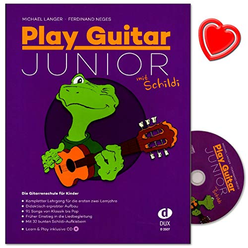 Play Guitar Junior mit Schildi - Gitarrenschule für Kinder mit Audio-Download, 32 Aufklebern, Notenklammer - D3507-9783868492644 - OHNE CD !