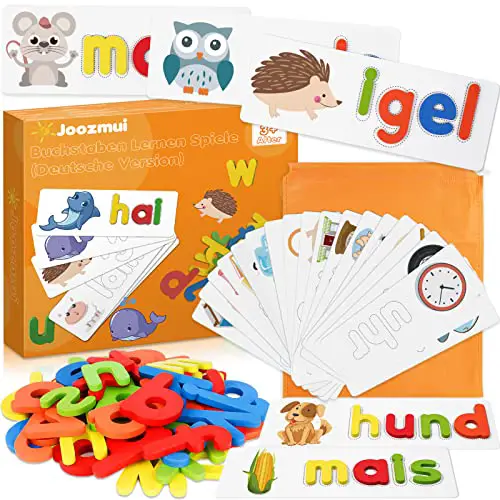 Joozmui Kinderspielzeug ab 3 4 5 6 7 Jahre, Buchstaben Lernen Lernspiele ab 3-7 Jahre Lesen Lernen Spiele ab 3-7 Jahren Montessori Spielzeug ab 3-8 Jahre Junge Einschulung Geschenk Mädchen 3-7 Jahre