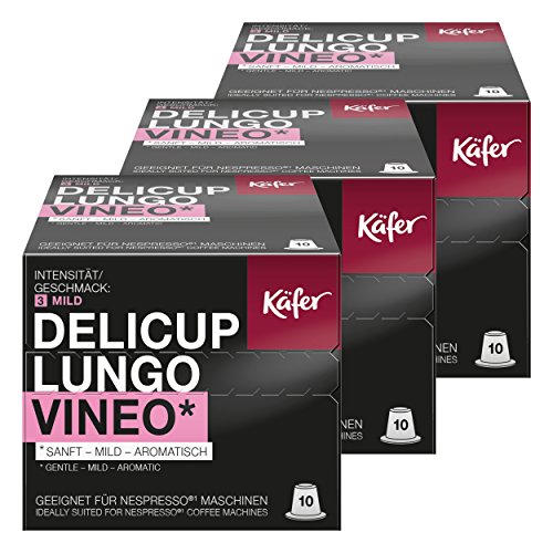 Käfer Delicup Espresso Lungo Vineo Kaffeekapsel, Kapsel, Sanft-Mild, Geeignet für Nespresso-Maschinen, 30 Kapsel à 5,2 g