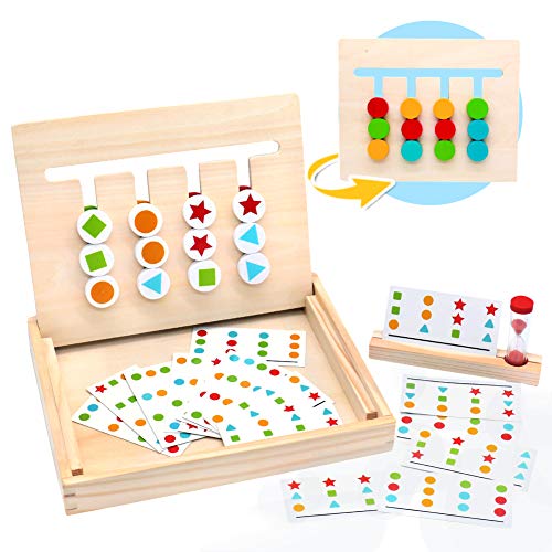Symiu Spielzeug ab 3 Jahre für Montessori Holzpuzzle Sortierbox Lernspielzeug Brettspiel Pädagogisches Spielzeug Denkspiele mit Sanduhr Geschenk Spiele ab 3 4 5 Jahren Alte Jungen Mädchen,(MEHRWEG)
