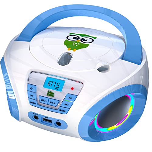 TinyGeeks Tunes Kids Boombox CD-Player für Kinder NEU 2022 + UKW-Radio + Inklusive Batterien + Blaues Radio - CD Player Kinder mit Lautsprechern Kinder und Kleinkinder