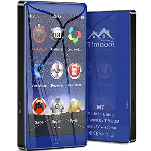 Timoom M7 MP3-Player Bluetooth 16 GB mit 4.0 Touchscreen FM-Radio E-Book Video Datei Foto BT5.0 MP4-Player Unterstützung Erweiterbar auf bis zu 128 G.