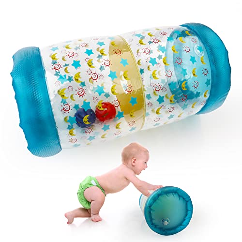 Gxhong Baby-Rolle, Krabbelrolle, Baby Krabbelspielzeug, krabbelhilfe Für Babys - aufblasbare Rolle fördert die Motorik und Koordination von Kindern, 42 x 22 x 22 cm, ab 6 Monaten, Blau