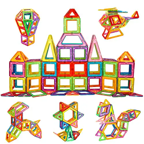 Crenova Magnetische Bausteine 121PCS Magnetspielzeug Pädagogisches STEM-Spielzeug für Kinder ab 3 Jahren