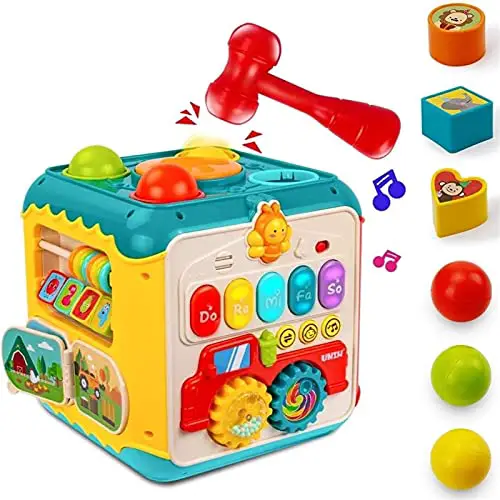 QIANG Pädagogisches Spielzeug, Handtrommel, Bildungsmusik, Pattrum, Frühe Bildung, Hexahedron, 0-1 Jahre altes Baby, 3-4-6 Jahre altes Spielzeug Lernen