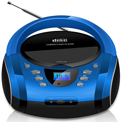 Tragbare Boombox | CD/CD-R | USB | FM Radio | Bluetooth | AUX-In | Kopfhöreranschluss | CD-Player | Kinder Radio | CD-Radio | Stereoanlage | Kompaktanlage