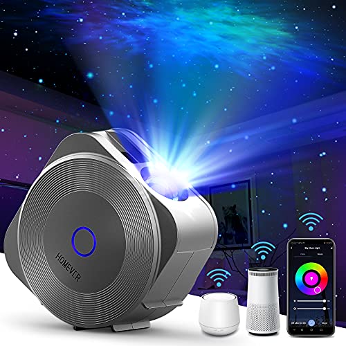 Led Sternenhimmel Projektor, Galaxy Projector, 3D RGB Nachtlichter mit Dimming Timer Stimmenkontrolle WiFi Verbindung Kompatibel Alexa Google Assistant, für Kinder Erwachsense Home schlafzimmer deko