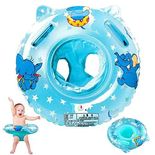 Baby Schwimmring Verstellbare Aufblasbare aufblasbare Schwimmen Float Kinder Schwimmring Schwimmtrainer für Kinder 6 Monate bis 36 Monate (Blau)