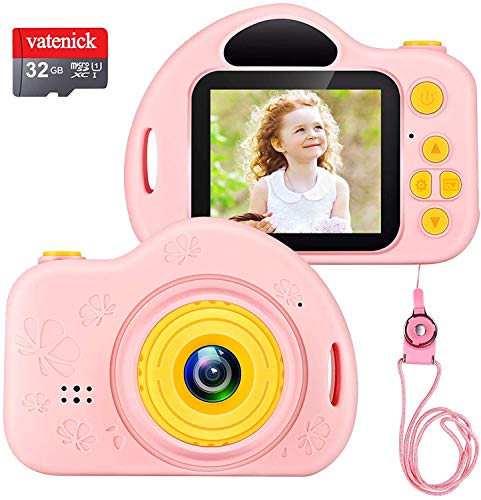 Kinder Digital Kamera Spielzeug Mädchen Jungen Geschenke Videorecorder Stoßfest 2 Zoll HD-Bildschirm 1080P mit 32 GB TF-Karte Geburtstag Geschenke Spielzeug für 3 bis 12 Jahre (rosa) …