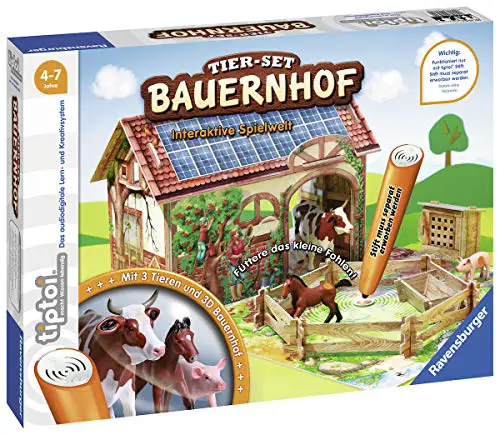 Ravensburger tiptoi Tier-Set Bauernhof Spiel, ab 4 Jahren, Interaktives Tier-Set Bauernhof mit drei Ravensburger tiptoi Spielfiguren