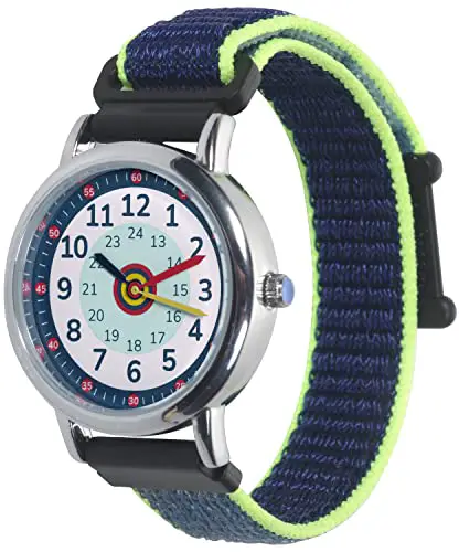 Anio3 Armbanduhr Kinder Lernuhr - Kinderuhr zum Lernen der Uhrzeiten ab 6 Jahre, wasserdicht bis 5 bar, Kinderuhr für Jungen und Mädchen, Aurora-Blue