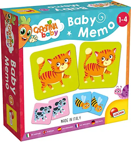 Lisciani - Baby Memo - Tiere - Pädagogisches Gesellschaftsspiel - Gedächtnis- und Denkspiel - 24 Karten - Für Kinder von 1 bis 4 Jahren - Carotina Baby