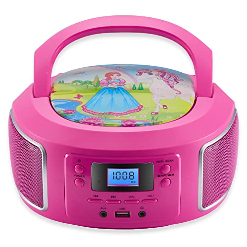 Tragbare Boombox | FM Radio | AUX-In | CD/CD-R | USB | Kopfhöreranschluss | Kompaktanlage | CD-Player | CD-Radio | Stereoanlage | Kinder Radio | Boombox