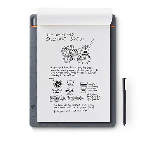 Wacom Bamboo Slate Smartpad A4, Großes Notepad (mit Digitalisierungs-Funktion inkl. Eingabestift mit Kugelschreiber-Mine, geeignet für Android & Apple)