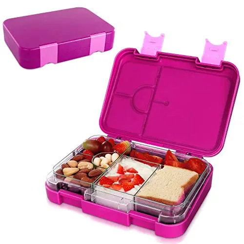 SPRIME Brotdose Kinder Bento Box Lunchbox mit 4+2 Fächern auslaufsichere Jausenbox für Jungs,Mädchen,BPA-Frei, mikrowelle/spülmaschinenfest,Bento Box für Kindergarten,Schule,Ausflüge (Rosa)